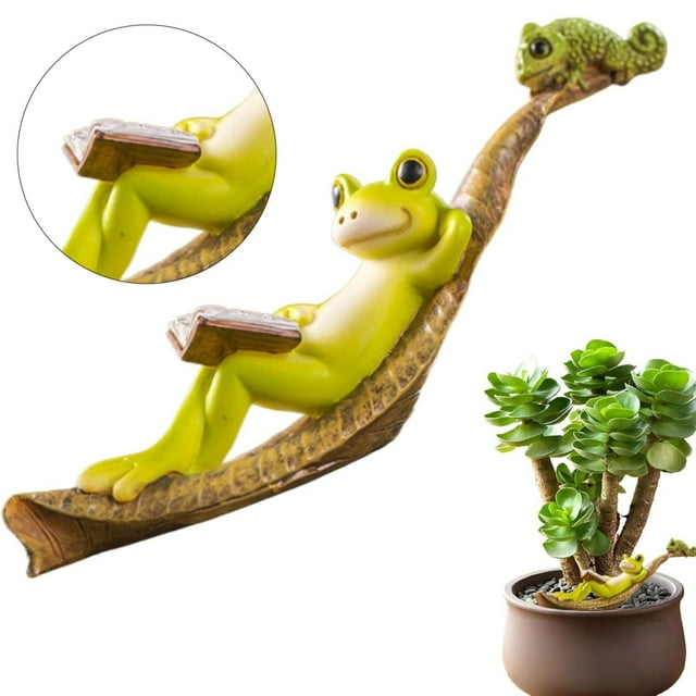HUASHENG Frog Ornament Fun And Cute Garden Animal Ornament Artificial Resin Desk Decoration