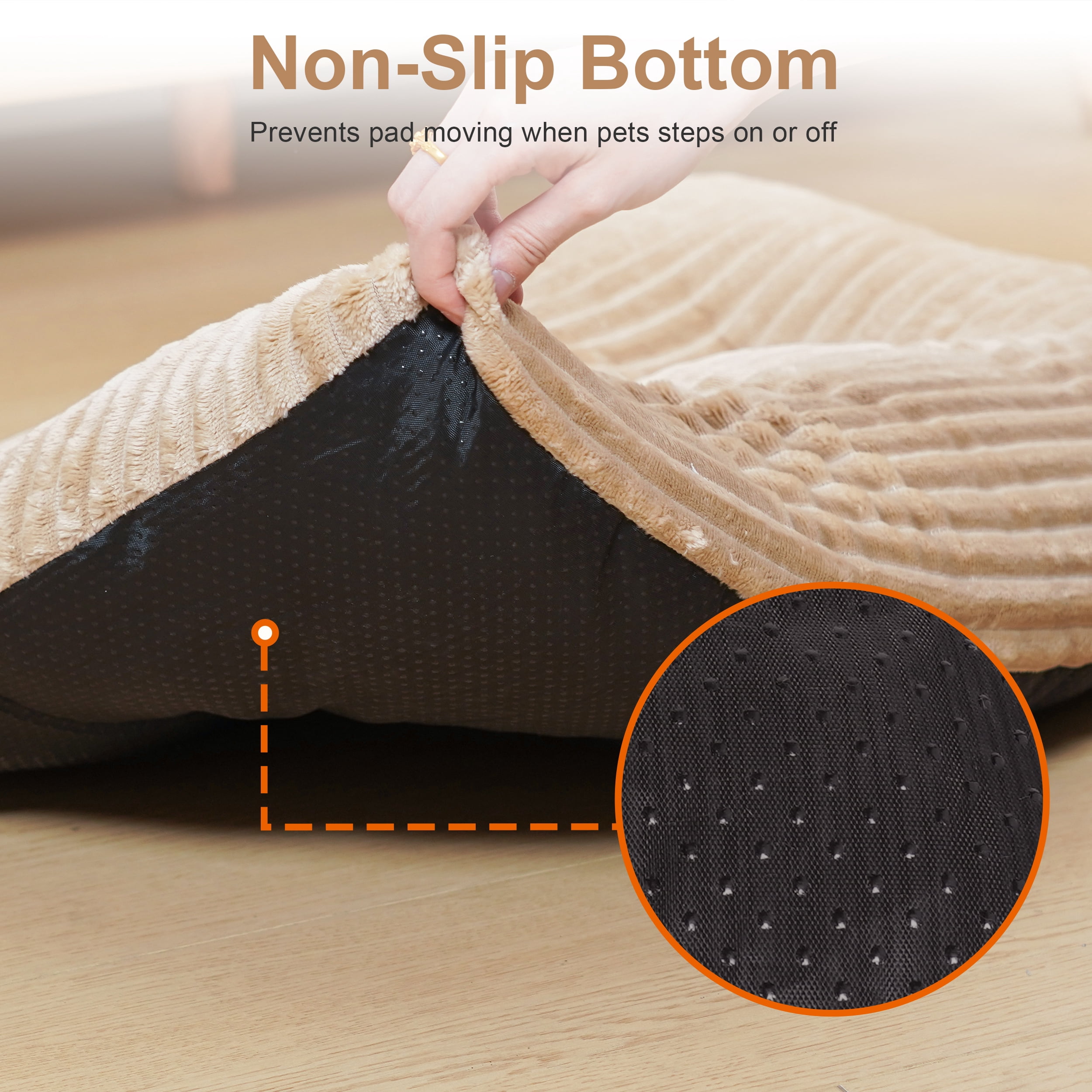 Washable Dog Bed Deluxe Plush Dog Crate Beds Comfy Kennel Pad Anti-Slip Pet Sleeping Mat for Large, Jumbo, Medium, Small Dogs Breeds, 30"x20", Brown