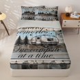 thumbnail image 3 of Homewish Vintage RV Car Zipper Full Size Comforter Sets with Fitted Sheet and 2 Pillowcases,Adventure Theme Vintage Cottage Zipper Bedding Set for Boys Girls,4pcs,Grey Reversible, 3 of 6