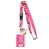 Disney Alice in Wonderland Cheshire Cat We're All Mad Here Breakaway Lanyard ID Badge Holder with 2" Rubber Charm