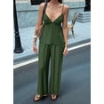 thumbnail image 4 of Women's Wide Leg Sets Deep Neck Camisole Tank Tops Matching 2 Piece Set Pants Outfit Top Green M, 4 of 7