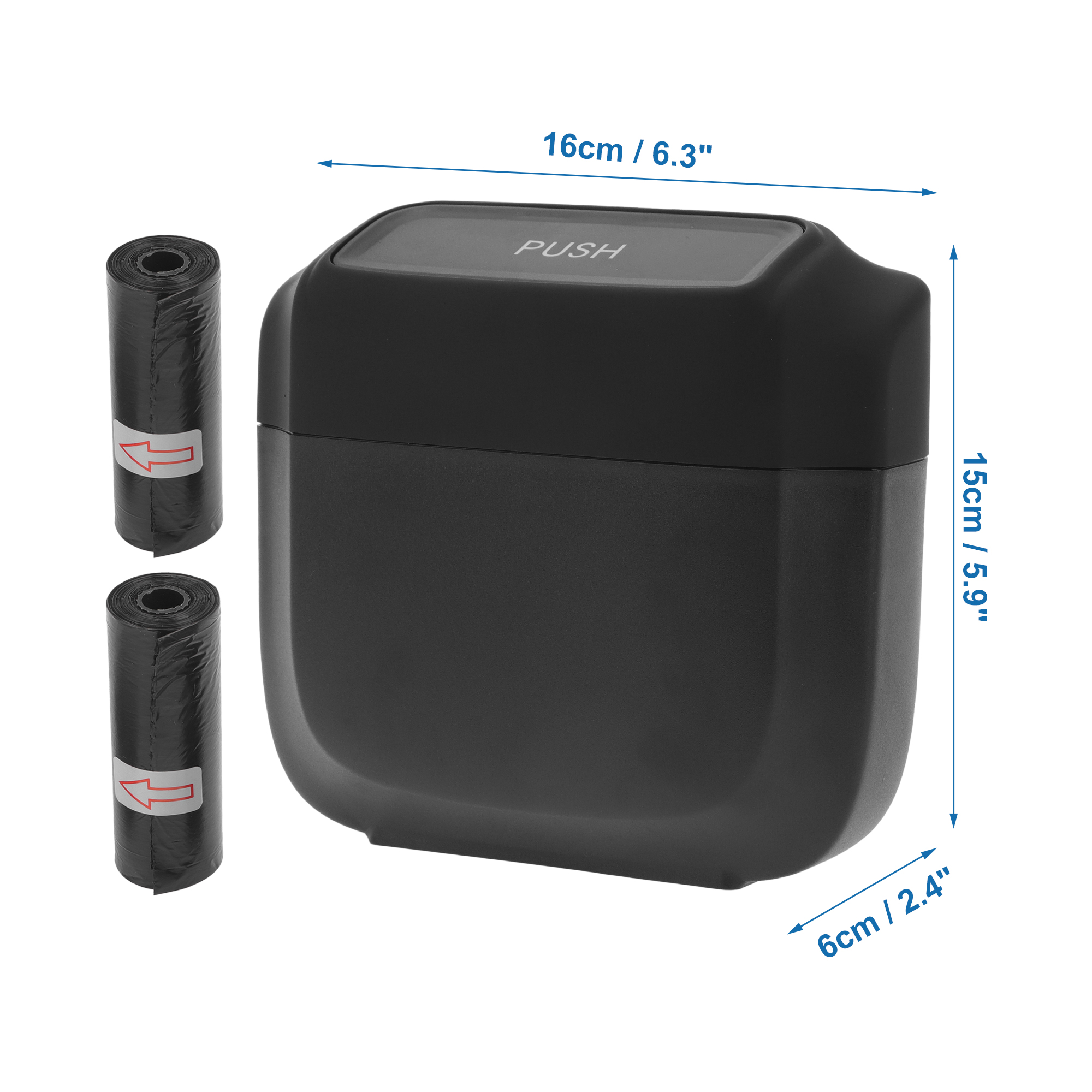 Unique Bargains Car Trash Can Hanging 6.3 x 2.4 x 5.9 Inch Plastic Black