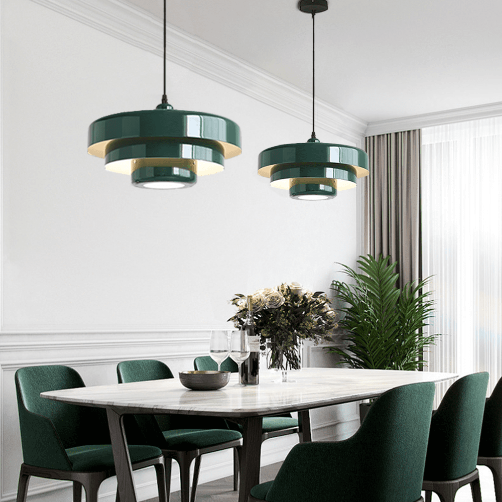 Mid Century Pendant Lamp 1-Light Ceiling Pendant Light 3-Layer Shade Design E26 Vintage Metal Flush Mount Light Fixtures For Dining Table Kitchen Island Hallway