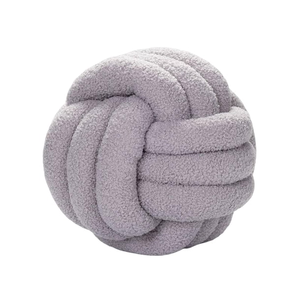 Cojines de asiento,Bola de nudo de felpa tejida a ,Almohada redonda anudada de felpa hecha a mano,Cojines de ventana tejidos Sala de estar ligera, Boda Gris