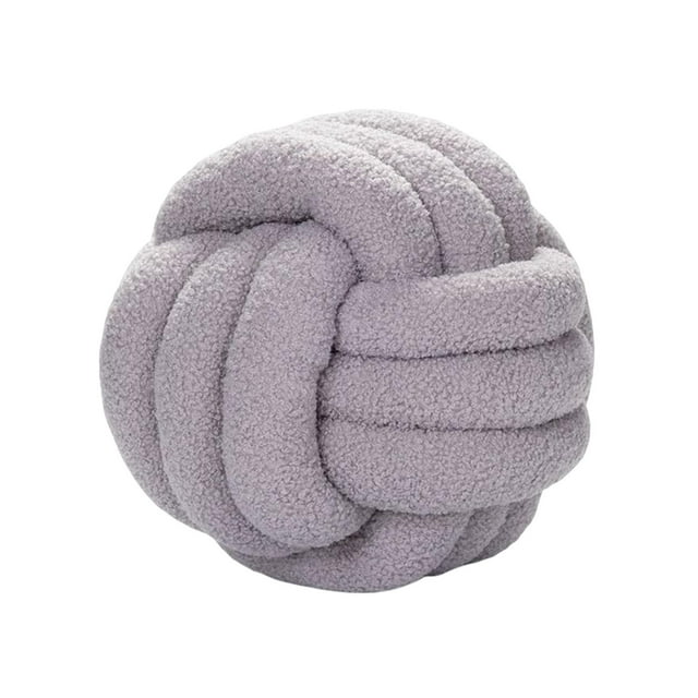 Cojines de asiento,Bola de nudo de felpa tejida a ,Almohada redonda anudada de felpa hecha a mano,Cojines de ventana tejidos Sala de estar ligera, Boda Gris