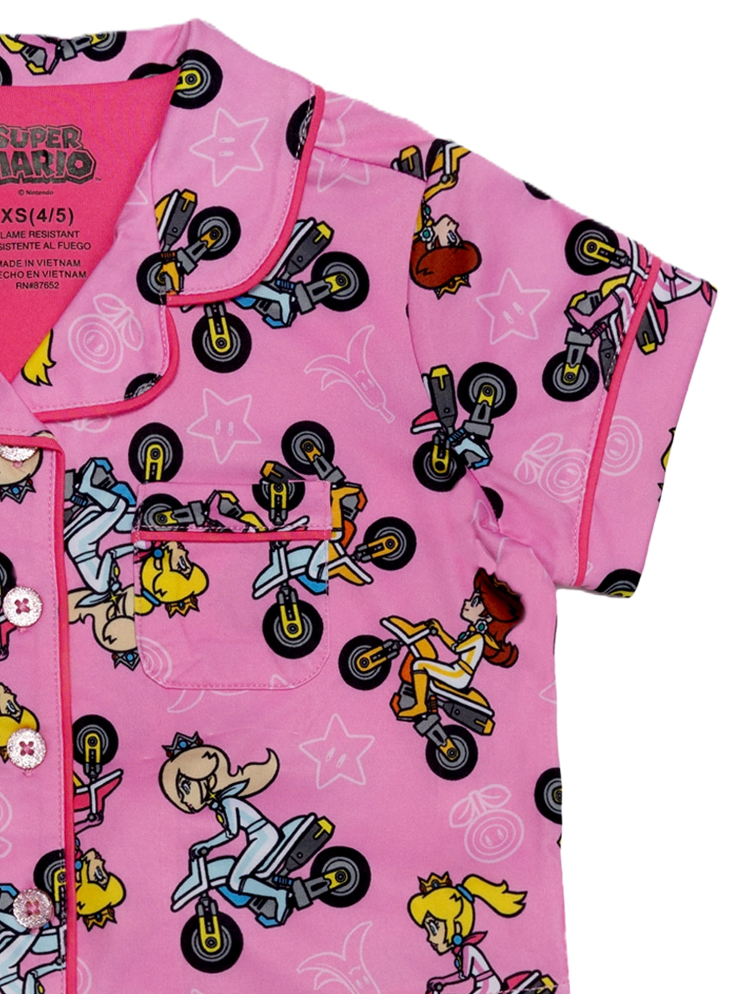 Nintendo Girls Button Front Top and Shorts Pajama Set, 2-Piece, Sizes 4-12