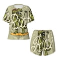 thumbnail image 4 of Naloa Dinosaur Women's Short-Sleeved Pajama Set, Loungewear, Summer pajamas, Breathable Cozy - Medium, 4 of 9