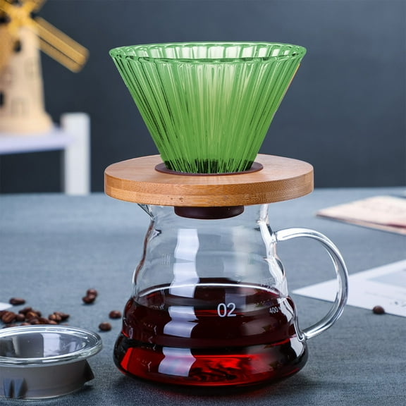 Yannianjz Coffee Filter, Reusable Glass Coffee Filter Mug With Removable Wooden Base, Portable Hand Drip Coffee Maker For Pour Over Brewing, Glass Coffee Filter For Chemex V60 Dripper Cold Brew Iced