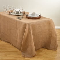 Saro Lifestyle Fringed Burlap Design Tablecloths. Natural 90" x 120"