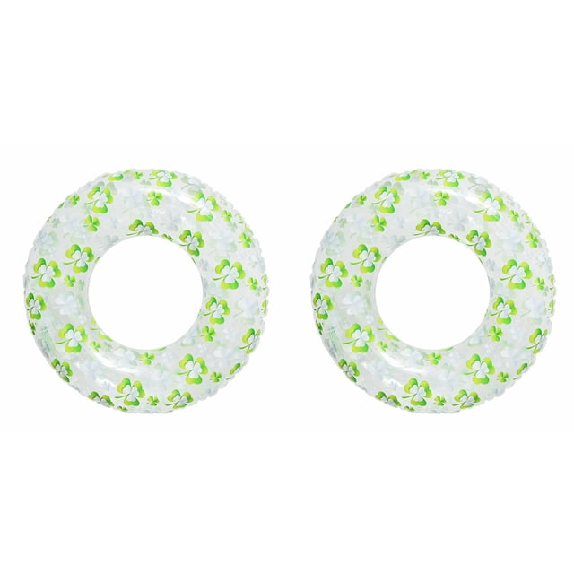 WUSUOWEI 2PCS Inflatable Swimming Rings with Glitter,Cute Pool Float Tube Decorations,Transparent Swimming Rings,31.5 Inch,Water Floats for Summer Pool Party Beach Photos,Decoration