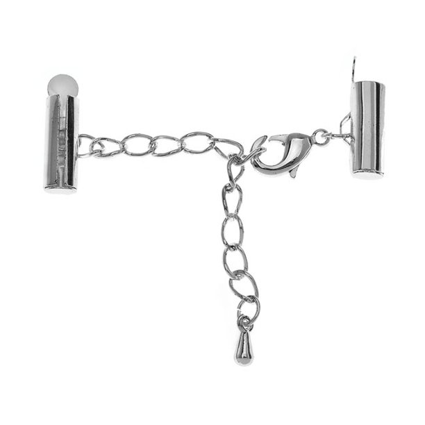 Slide Connectors, with Extension Clasps 13x5mm, 2 Sets, Silver