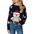 thumbnail image 3 of Bainana Christmas Crewneck Sweater For Toddler Boys Girls Bear Print Long Sleeve Pullover Tops Breathable Loose Autumn Winter Kids Sweater Navy Size 5-6 Years, 3 of 4