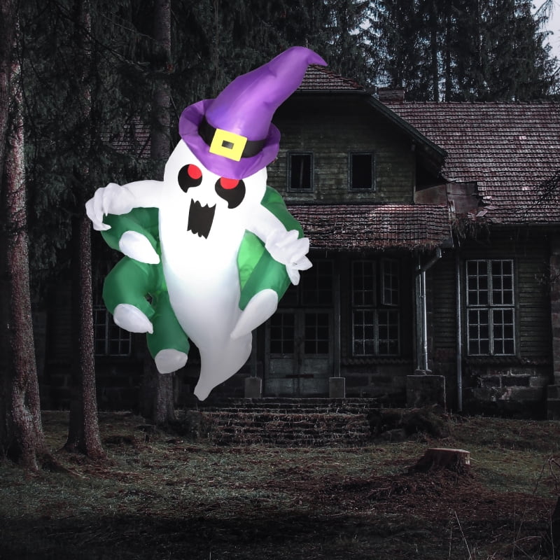 Alvantor Halloween Decoration Inflatable Window Ghost with LED Lights & Green Claw White/Purple 25.6"x25.6"x47.2"