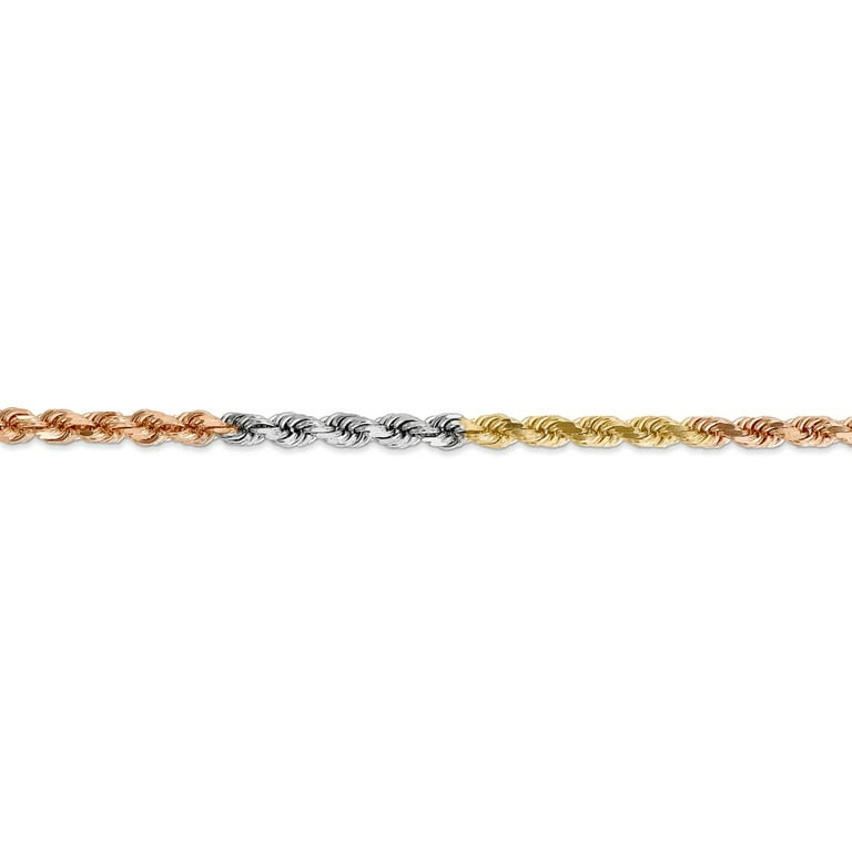 Rope Chain Bracelet 14K Tri-Color Gold 7.5