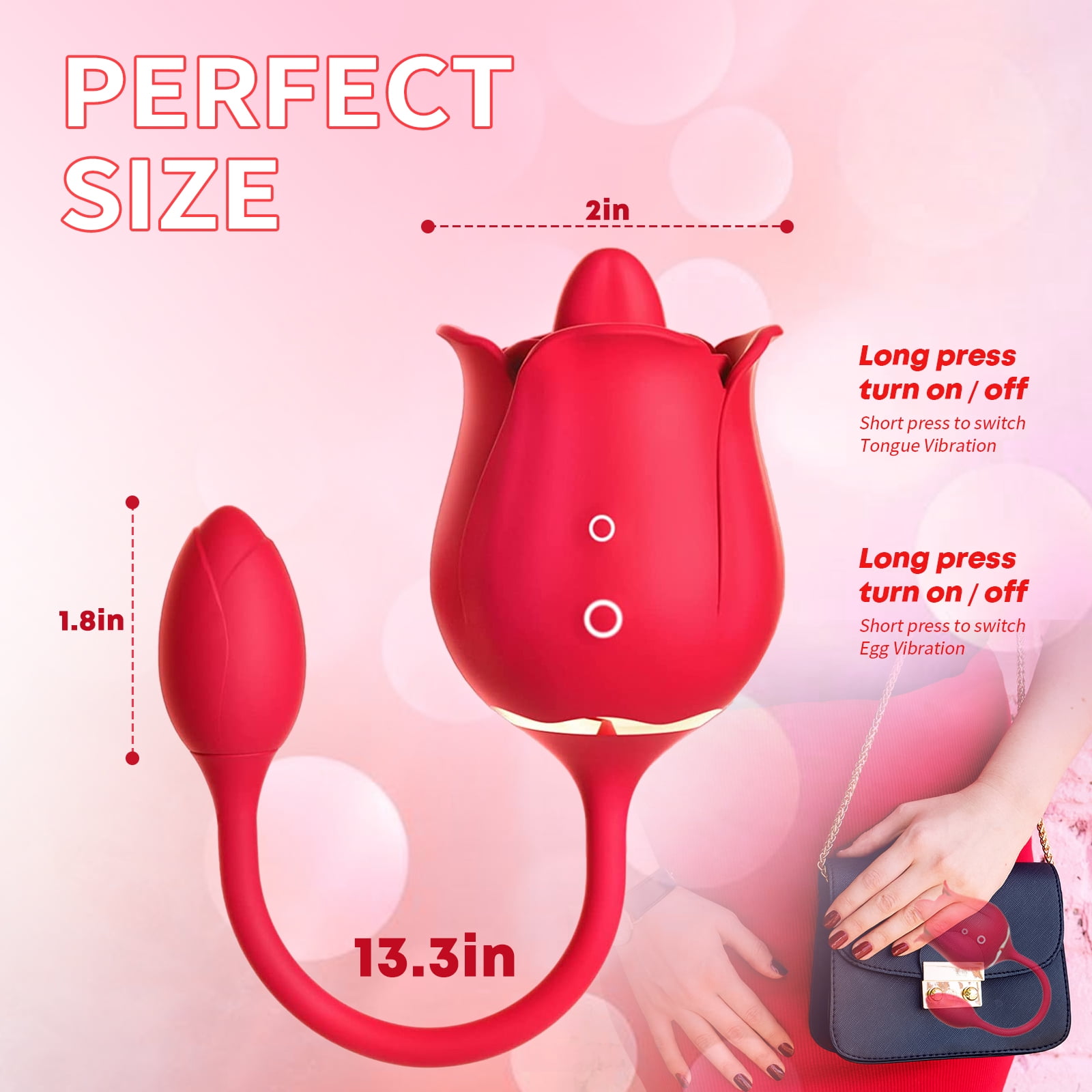 FIDECH Rose Toy Vibrator for Women, Tongue Licking Adult Sex Toy with  Vibrating Egg - Walmart.com