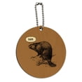 thumbnail image 1 of Beaver Vintage Dam Damn Round Wood Luggage Card Suitcase Carry-On ID Tag, 1 of 1