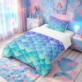 thumbnail image 2 of meiyoeat Ombre Sparkle Mermaid Twin Comforter Sets for Girls, Gradient Star Ocean Wildlife Bedding Set, Blue Purple, Reversible, 2pcs, 1 Comforter and 1 Pillowcase, 2 of 6