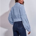 thumbnail image 6 of DHFJKG Jackets For Women Corduroy Crop Jacket Drop Shoulder Long Sleeve Collared Button Down Solid Color Shirt Autumn Winter Trendy Outerwear, 6 of 6