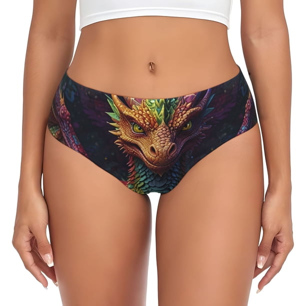 Fotbe Whimsical Dragon Color Cool Calzones Estampados para Mujer – Ropa Interior de Algodón, Cómoda, Suave y Elástica-Medium
