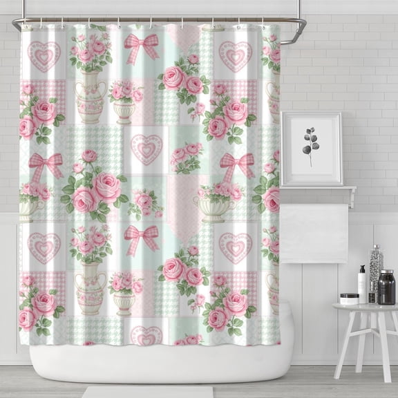 Pioneer Flower Floral Print Pattern Shower Curtain 84"x72", Bathroom Decorative Shower Curtain Set with 12 Hooks, Waterproof Washable