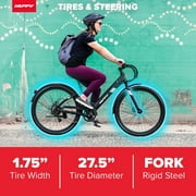 Huffy 27.5 Cadence 36V Adult Electric Comfort Bike, Fits Riders 60+, Gray, Unisex