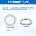 thumbnail image 2 of 10 Pcs M19 304 Acier Inoxydable Rondelles Plates 19mm ID 28mm OD 2mm Épais, Argent, 2 of 6