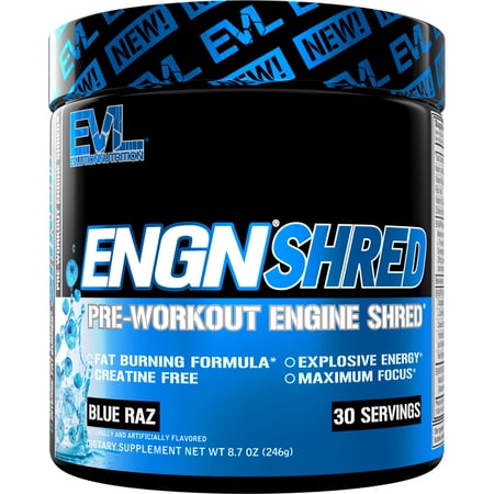 Pre Workout for Weight Loss - ENGN Shred Pre Workout Powder for Maximum Energy & Focus - Natural Caffeine from Coffee Bean & Green Tea Extract - Fat Burner Preworkout Supplement 30 Servings BlueRaz
