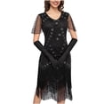 thumbnail image 2 of ZQUUVOU Women's Vintage Beaded Fringe Gown Sparkling Sequin Round Neck Short Sleeve Banquet Dress for Gala Party White, 2 of 8