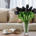 thumbnail image 4 of 24 ramo de tulipanes artificiales de látex, flores artificiales de tacto real, ramos de bricolaje, mesa de boda, decoración de oficina, arreglos florales, negro, 4 of 5