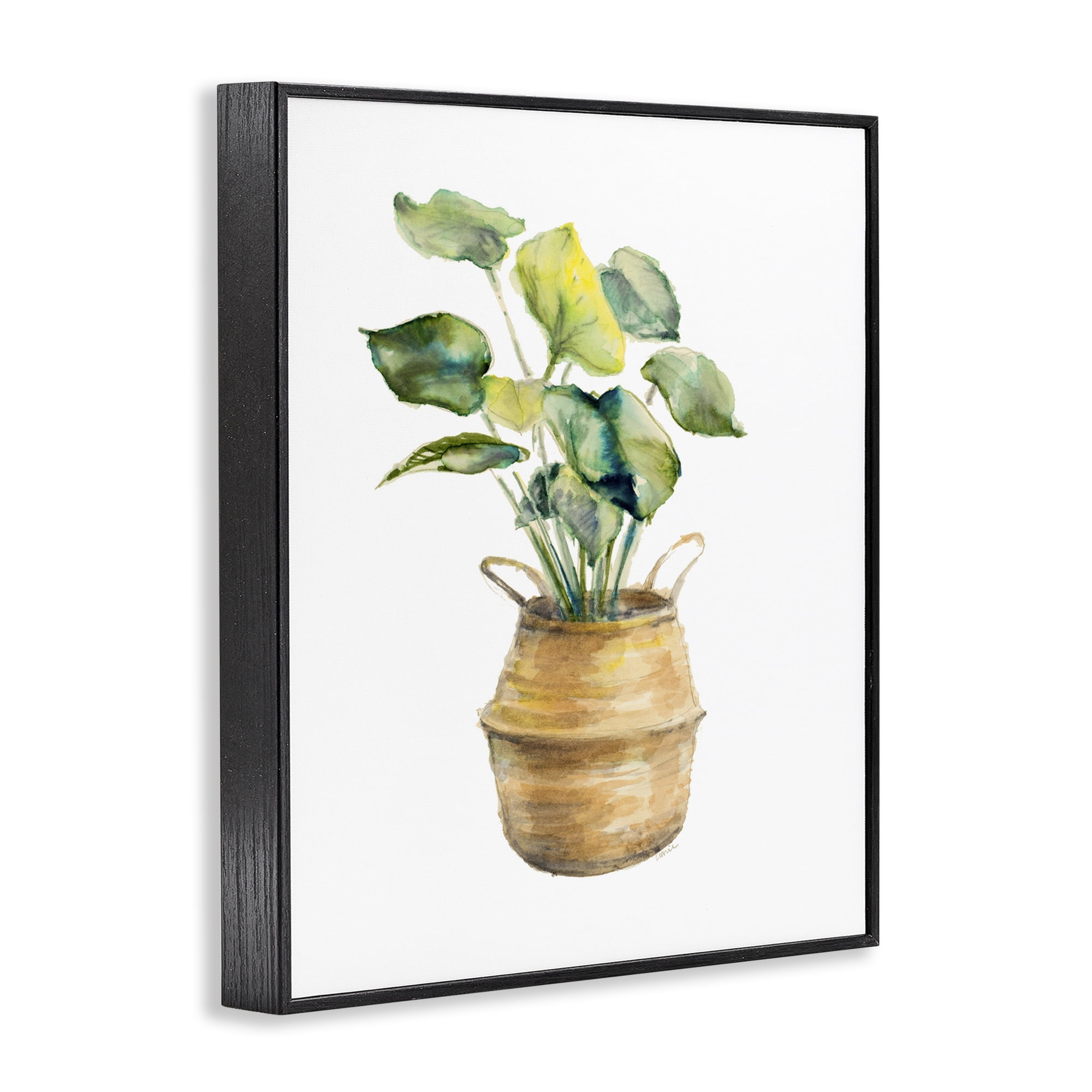 Stupell Industries Plant In Pottery Botanical & Floral Painting Black Framed Art Print Wall Art, 16 x 20