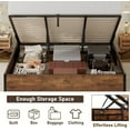 thumbnail image 4 of VanAcc King Size Lift Up Storage Platform Bed Frame, Metal Bed Frame with Wooden Slats Support, Large Storage Space, Easy Assembly, Rustic Brown, 4 of 7