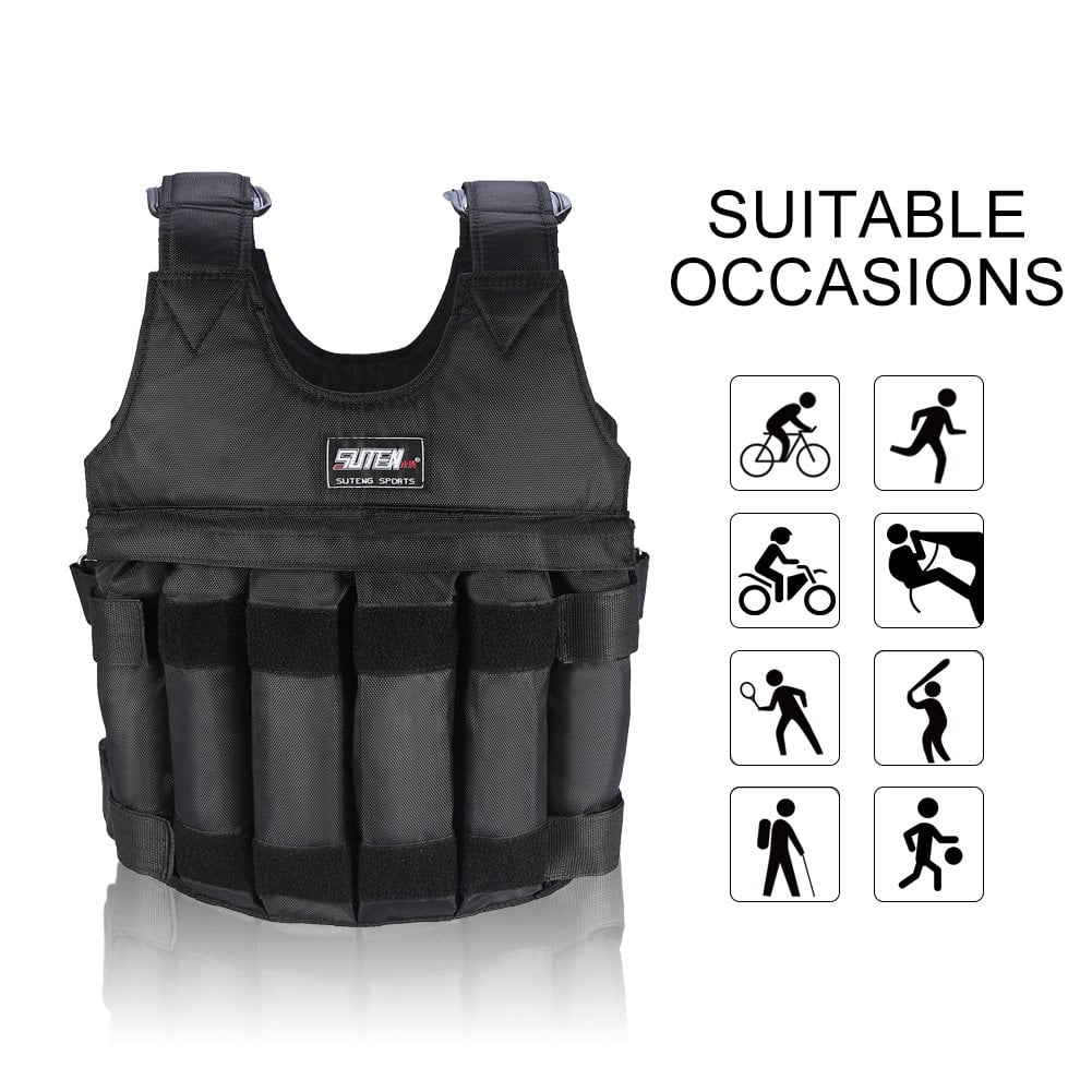 Details about   50KG Adjustable Weighted Vest Loss Training Running Jacket Waistcoat 