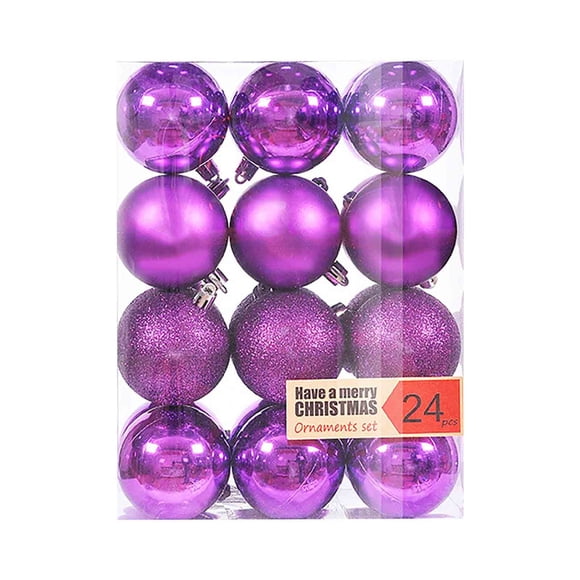 K Christmas Tree Decorations 24 Hanging Plastic Balls Electroplating Ornament Set For Holiday Home Decor 1.18 Inch 0.123 Lbs