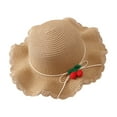 thumbnail image 1 of Besolor Toddler Girls Straw Sun Hat Cute Wide Brim Beach Hat Foldable Summer Cap Sun Protection Bucket Hat for Kids, 1 of 2