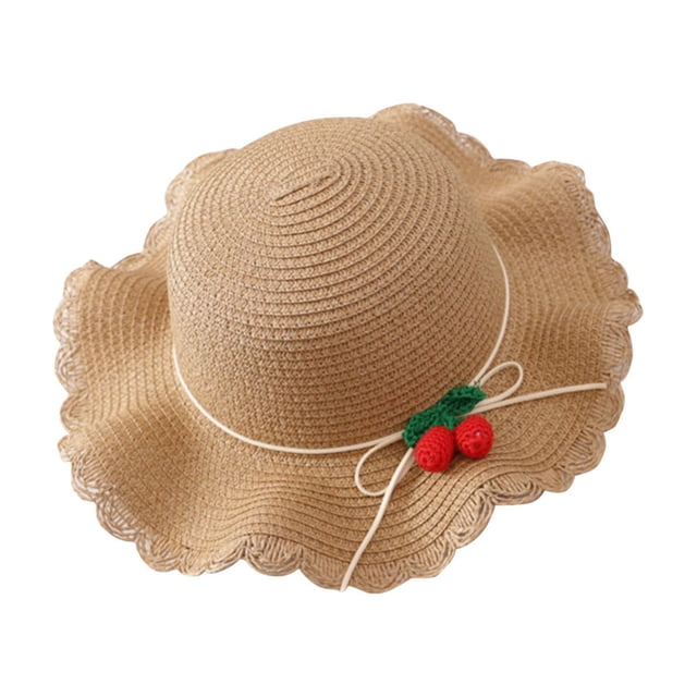 Besolor Toddler Girls Straw Sun Hat Cute Wide Brim Beach Hat Foldable Summer Cap Sun Protection Bucket Hat for Kids