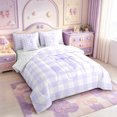 thumbnail image 2 of Manfei Grid Themed Alphabet J Pattern 7pcs Queen Bedding,Purple Girly Bow Knot Bedding Comforter Set Queen,Reversible, 2 of 7