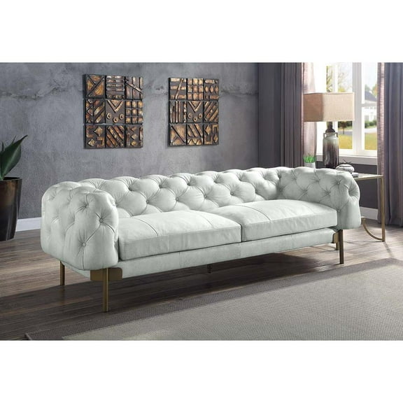 LV01021 - Sofa, Vintage White Top Grain Leather - Ragle