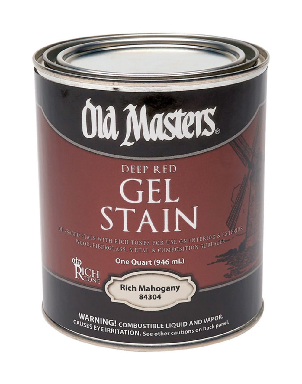 Old Masters 84304 Semi-Transparent Rich Mahogany Oil-Based Alkyd Gel Stain 1 Qt