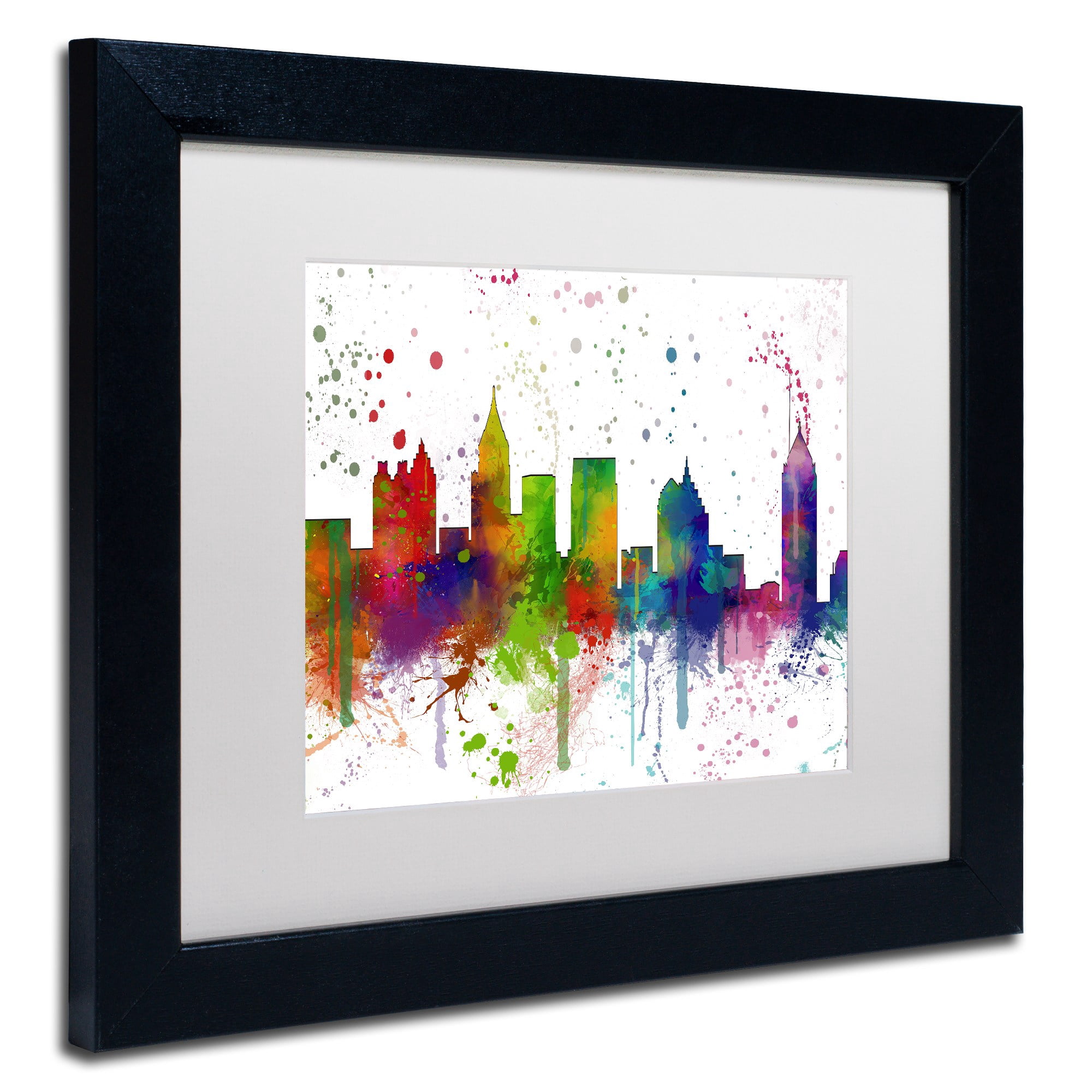 Trademark Fine Art "Atlanta Georgia Skyline Mclr-1" Canvas Art by Marlene Watson, White Matte, Black Frame