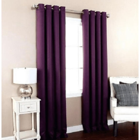 Solid Amy Thermal Blackout Window Curtain With Shiny Back To Reflect Sunlight! (108" Extra Long, Purple)