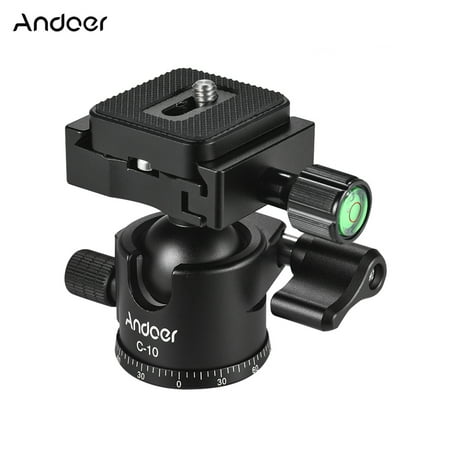 - Andoer C-10 Aluminum Alloy Camera Tripod Ball Head Mini Ballhead Low Center of Gravity for Canon Nikon Sony DSLR ILDC Cameras Max. Load 6kg Black