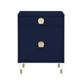 thumbnail image 3 of Taina Dark Navy Side Table - 1 Drawer, 1 Door, High Gloss Finish, Acrylic Knob and Acrylic Leg with Gold Tip, 3 of 10