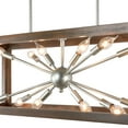 thumbnail image 3 of TOMIYA Coastal Linear Rectangular Chandelier Farmhouse Wood  Silver Sputnik Pendant Light Fixtures Dining Room 12 Light, 3 of 6