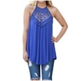 thumbnail image 1 of Timegard Womens Tank Tops Lace Hollow out Ruched Sleeveless Tops Back Button Loose Comfy Summer Beach, 1 of 7