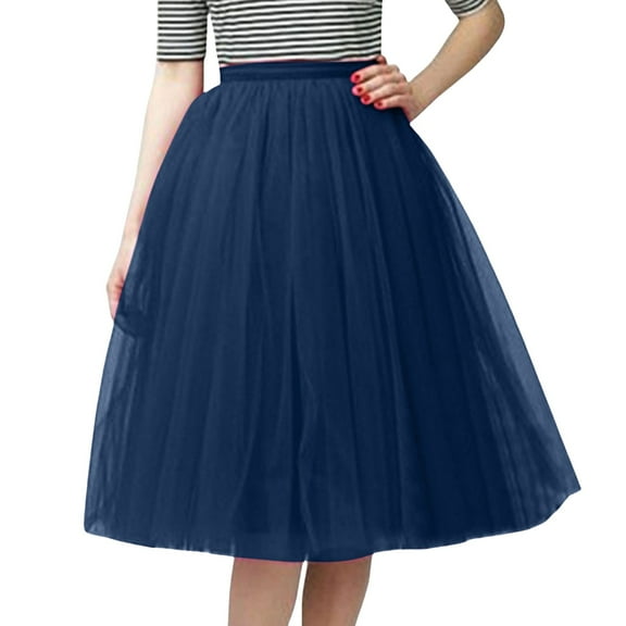 Landzoo Womens Pleated Knee Length Skirt Adult Tutu Dancing Skirt Comfortable Casual Women's Skirt