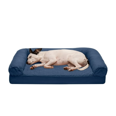 UPC: 0842229124941 | FurHaven Pet Products Quilted Full Support Sofa-Style Pet Bed for Dogs & Cats – Navy Medium