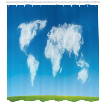 World Map Shower Curtain Graphic Design Of Shaped Clouds In The