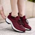 thumbnail image 4 of Women's Knit Slip On Walking Shoes, Lightweight Platform Sneakers with Bungee Laces, 4 of 7