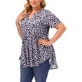 thumbnail image 4 of T-Shirt Imprimé pour Femmes Grande Taille à Manches Courtes à Col en V, 4 of 7
