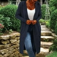 thumbnail image 2 of Baberdicy Cardigan Sweater Women's Solid Color Long Sleeved Hooded Medium Length Sweater Cardigan Women's Cardigans Navy, 2 of 7